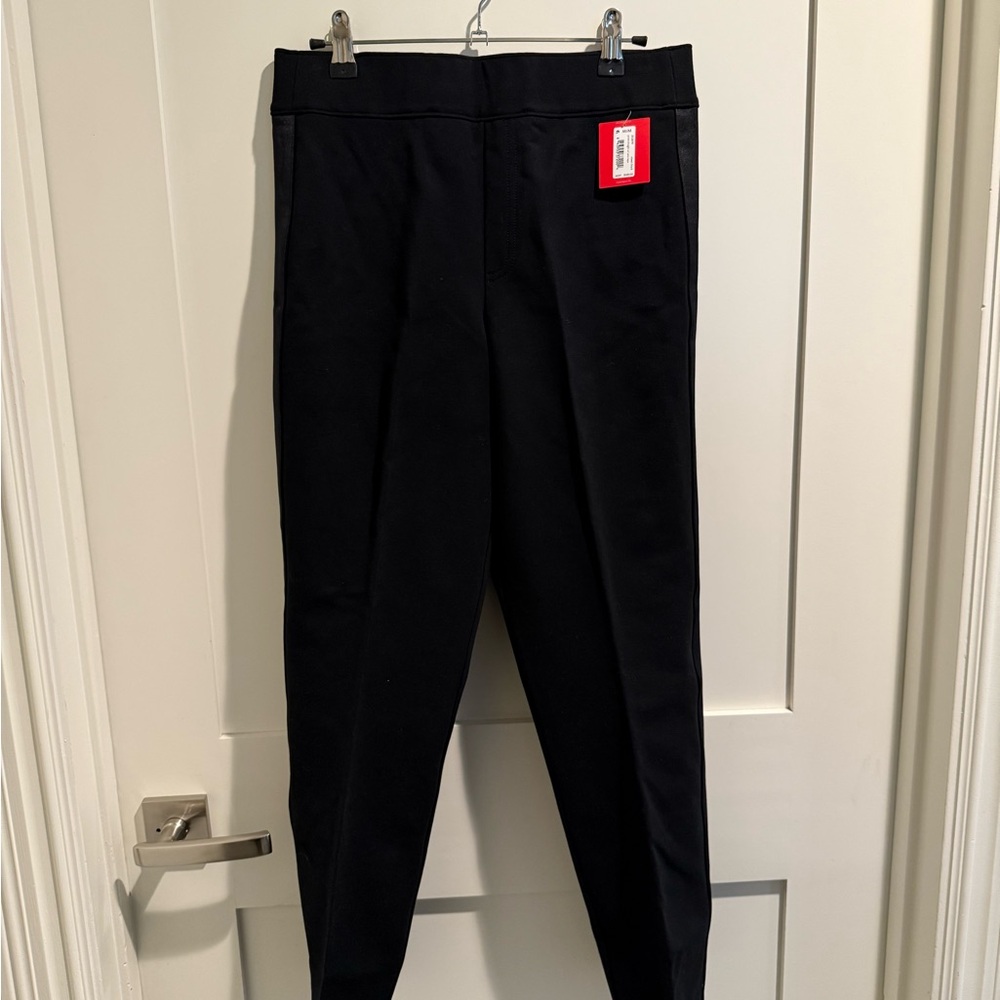 SPANX Black Ankle Cropped Pants with Tapered Leg and Elastic Waistband